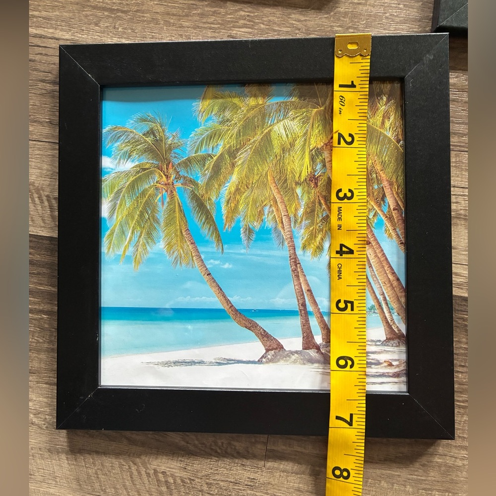 7x7 Beach Theme Pictures in Black Wood Frames Set of 12 - Picture 10 of 11